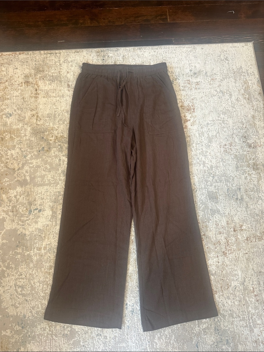 Wide-Leg Drawstring brown pants